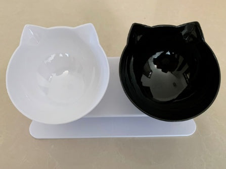 Inclined Transparent Cat Ear Pet Bowl – Ergonomic Design for Easy Feeding