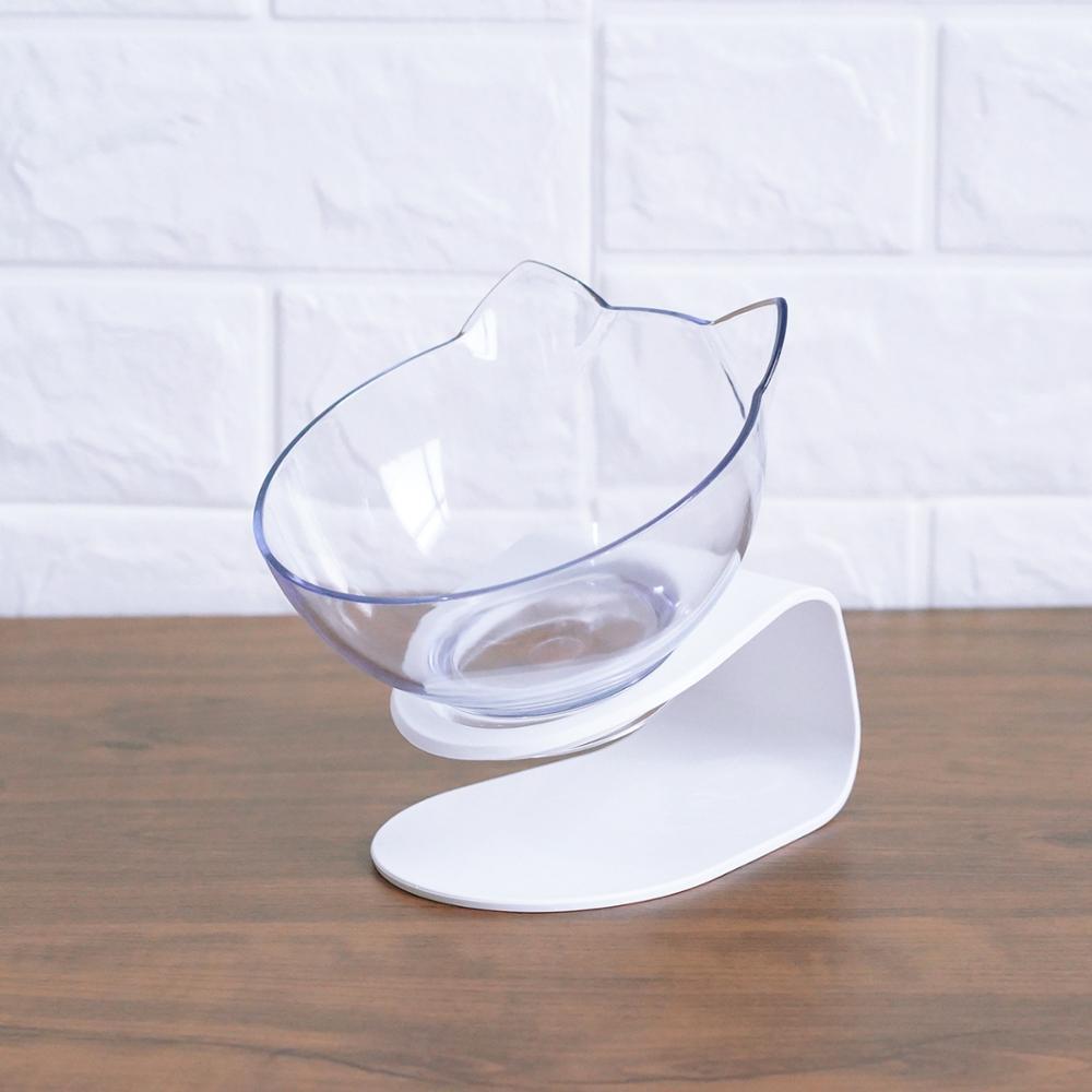 Inclined Transparent Cat Ear Pet Bowl – Ergonomic Design for Easy Feeding