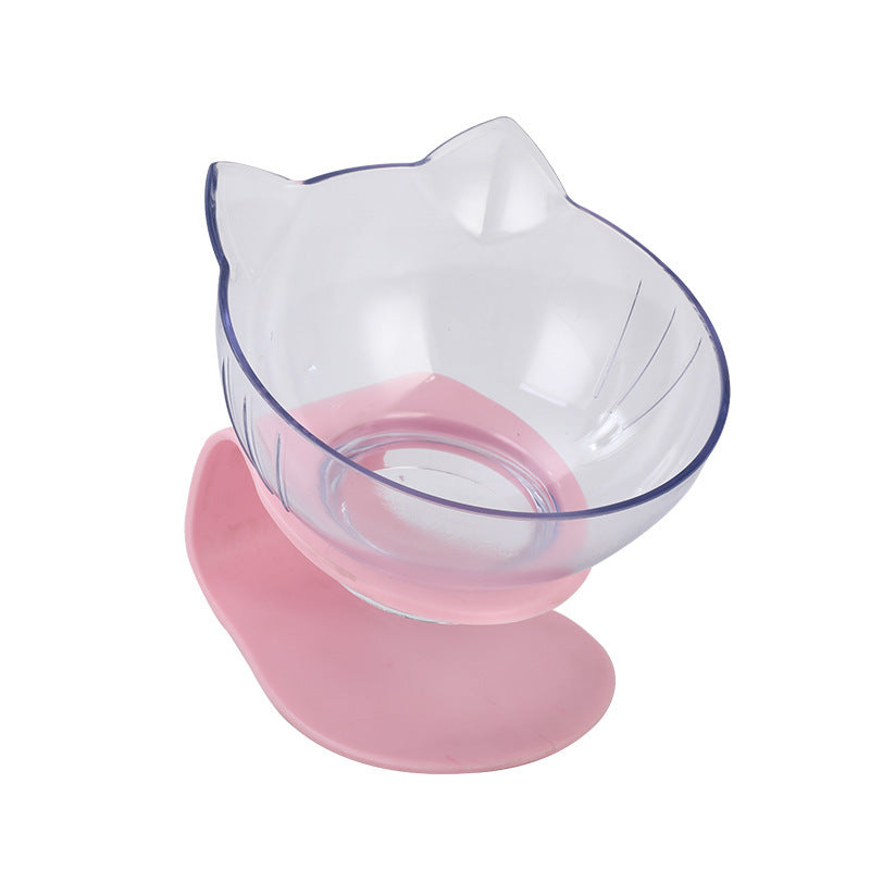 Inclined Transparent Cat Ear Pet Bowl – Ergonomic Design for Easy Feeding