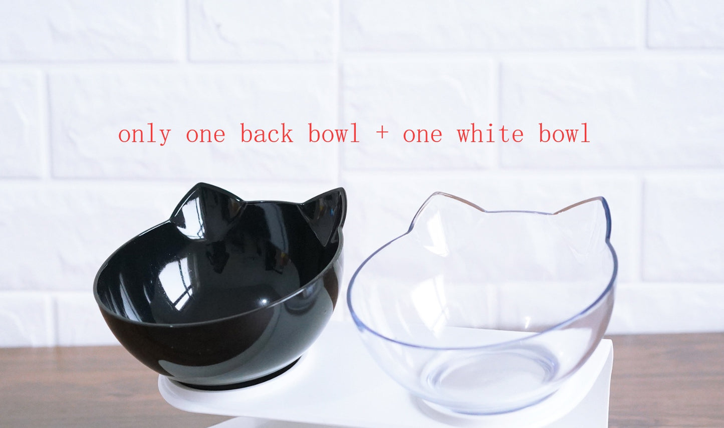 Inclined Transparent Cat Ear Pet Bowl – Ergonomic Design for Easy Feeding