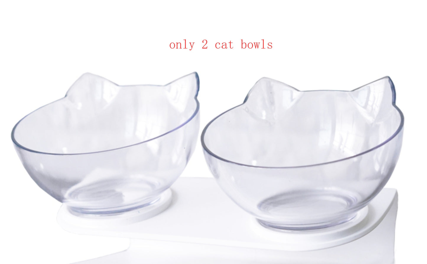 Inclined Transparent Cat Ear Pet Bowl – Ergonomic Design for Easy Feeding