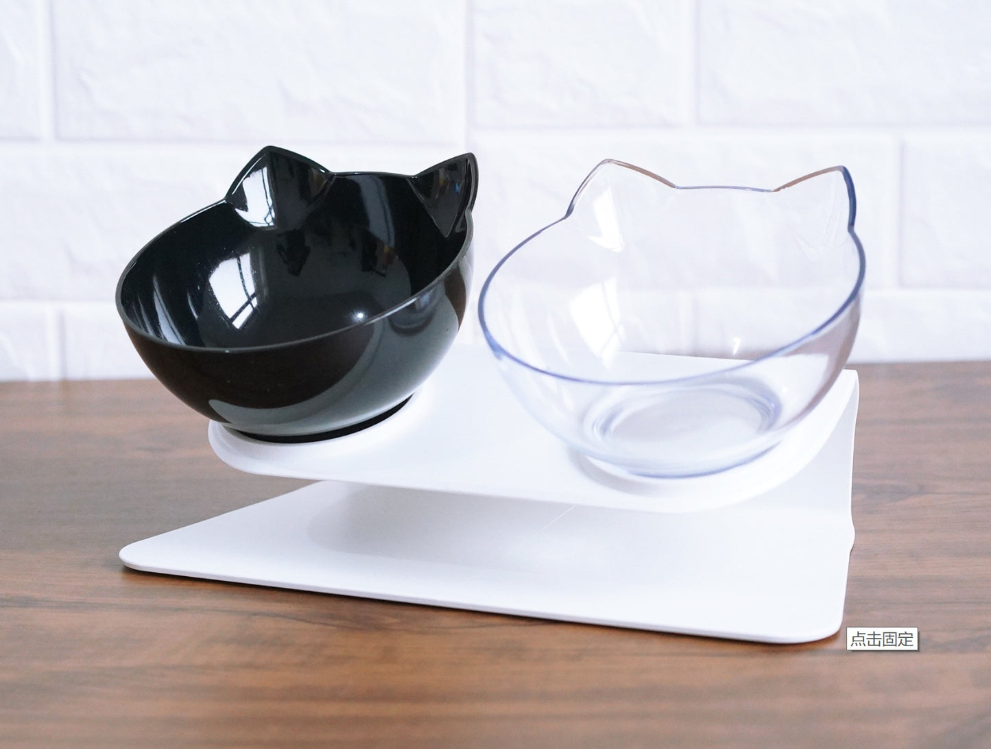 Inclined Transparent Cat Ear Pet Bowl – Ergonomic Design for Easy Feeding