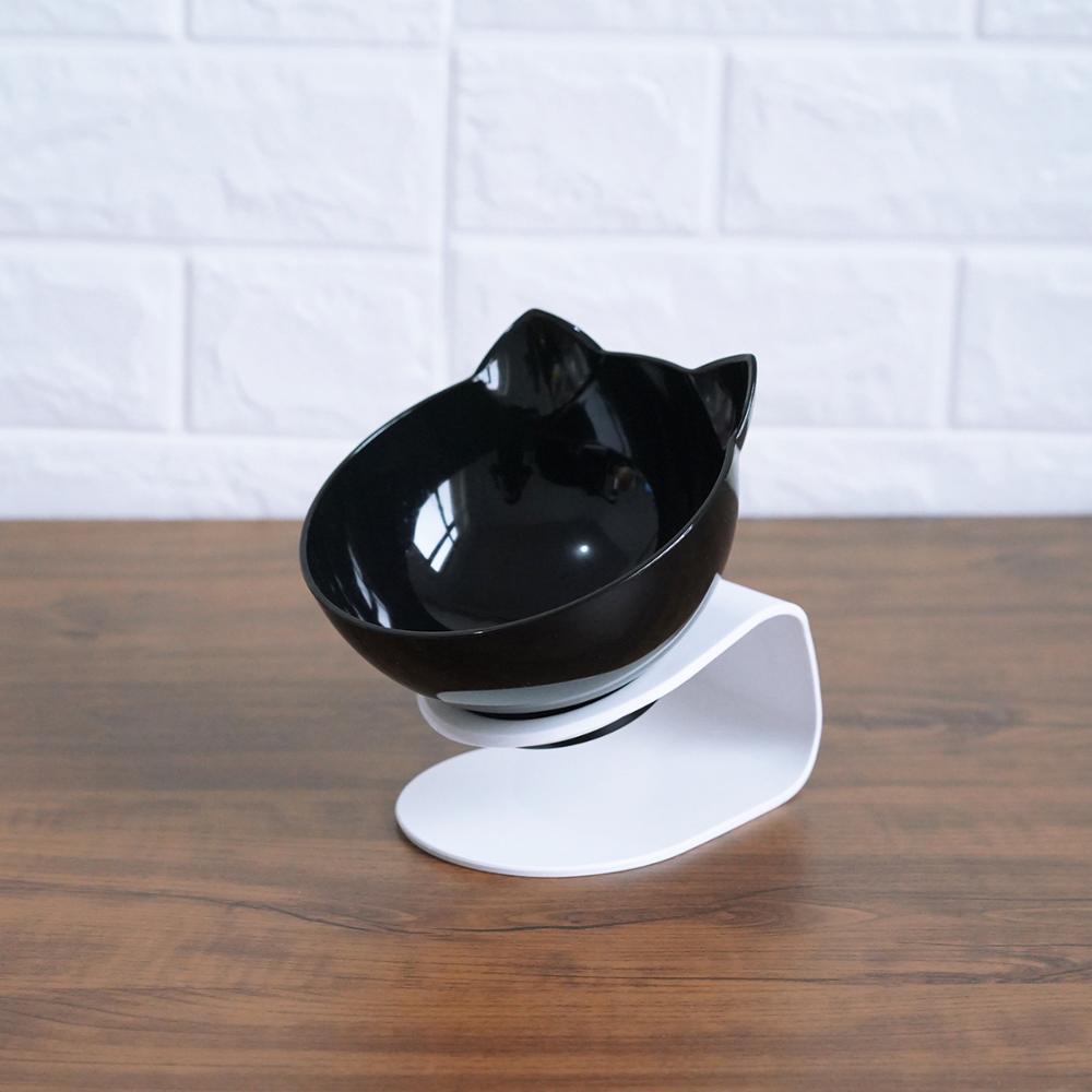 Inclined Transparent Cat Ear Pet Bowl – Ergonomic Design for Easy Feeding