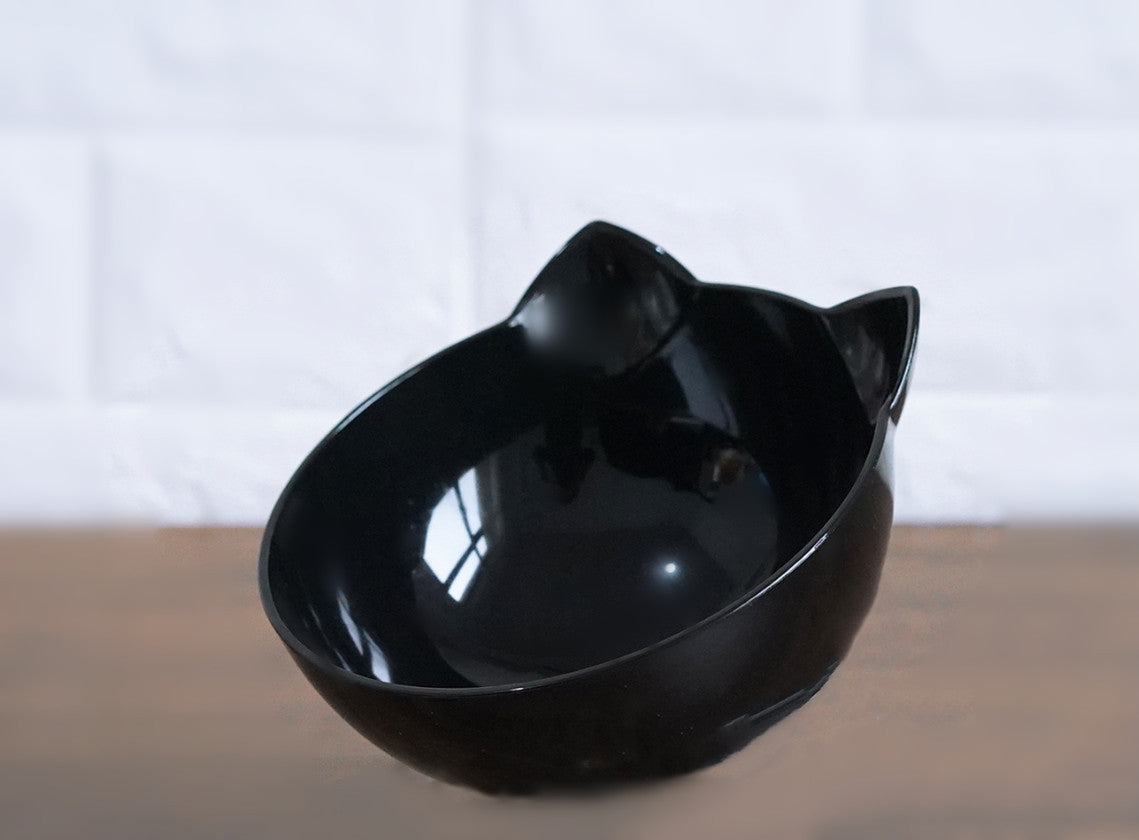 Inclined Transparent Cat Ear Pet Bowl – Ergonomic Design for Easy Feeding