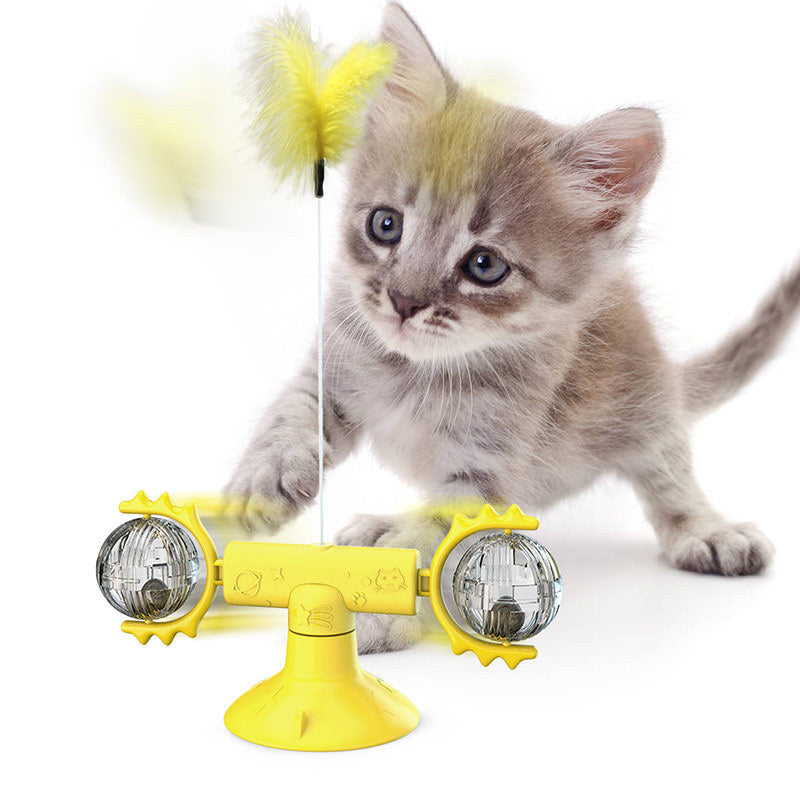 Cat Rotating Windmill Toy – Multi-Function Itch Scratcher & Teeth Cleaner