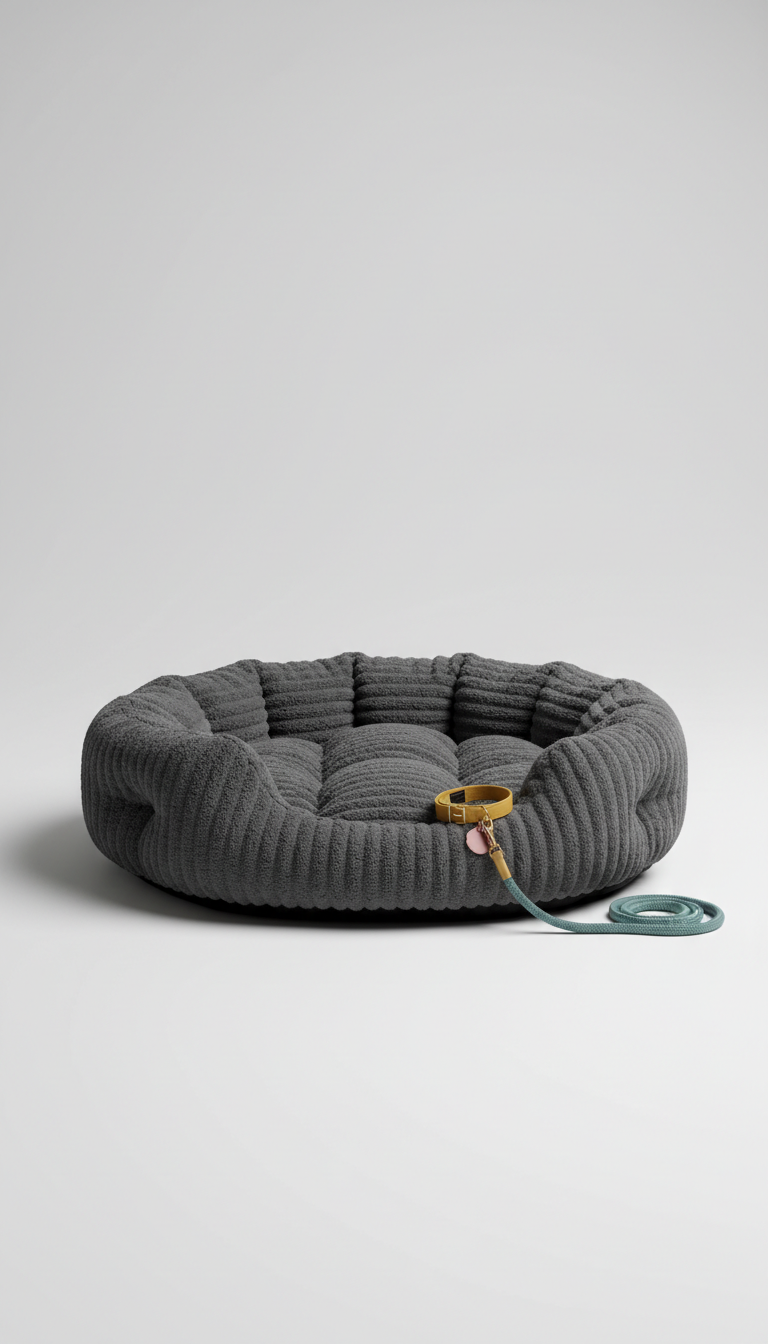 Charcoal Plush Lounger Pet Bed
