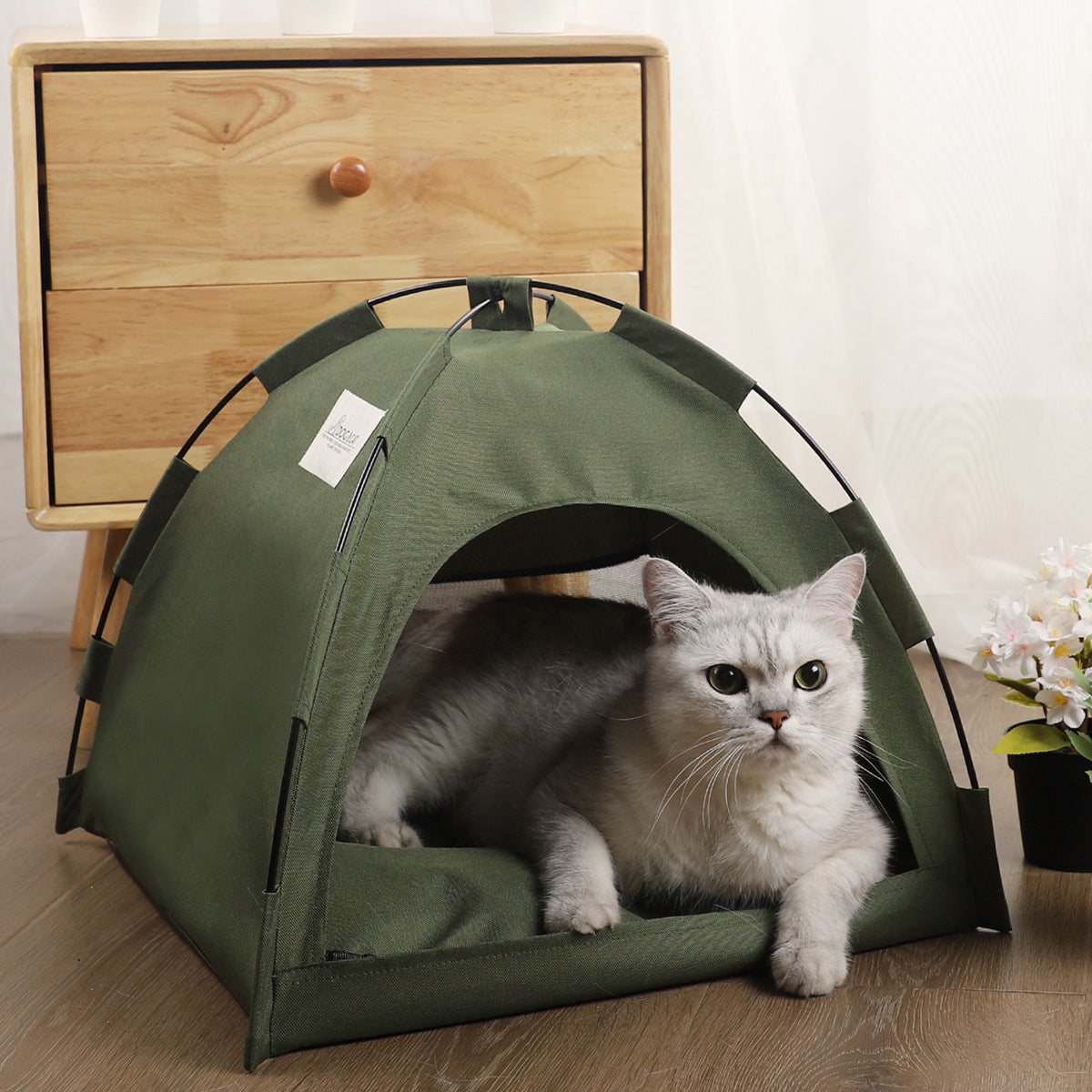 Portable Cat Tent with Cooling Mat – Camping Bed for Cats & Dogs with Cushion