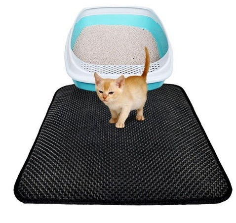 Double Layer Cat Litter Mat – Traps Litter for Easy Clean-Up, Non-Slip Bed Pad