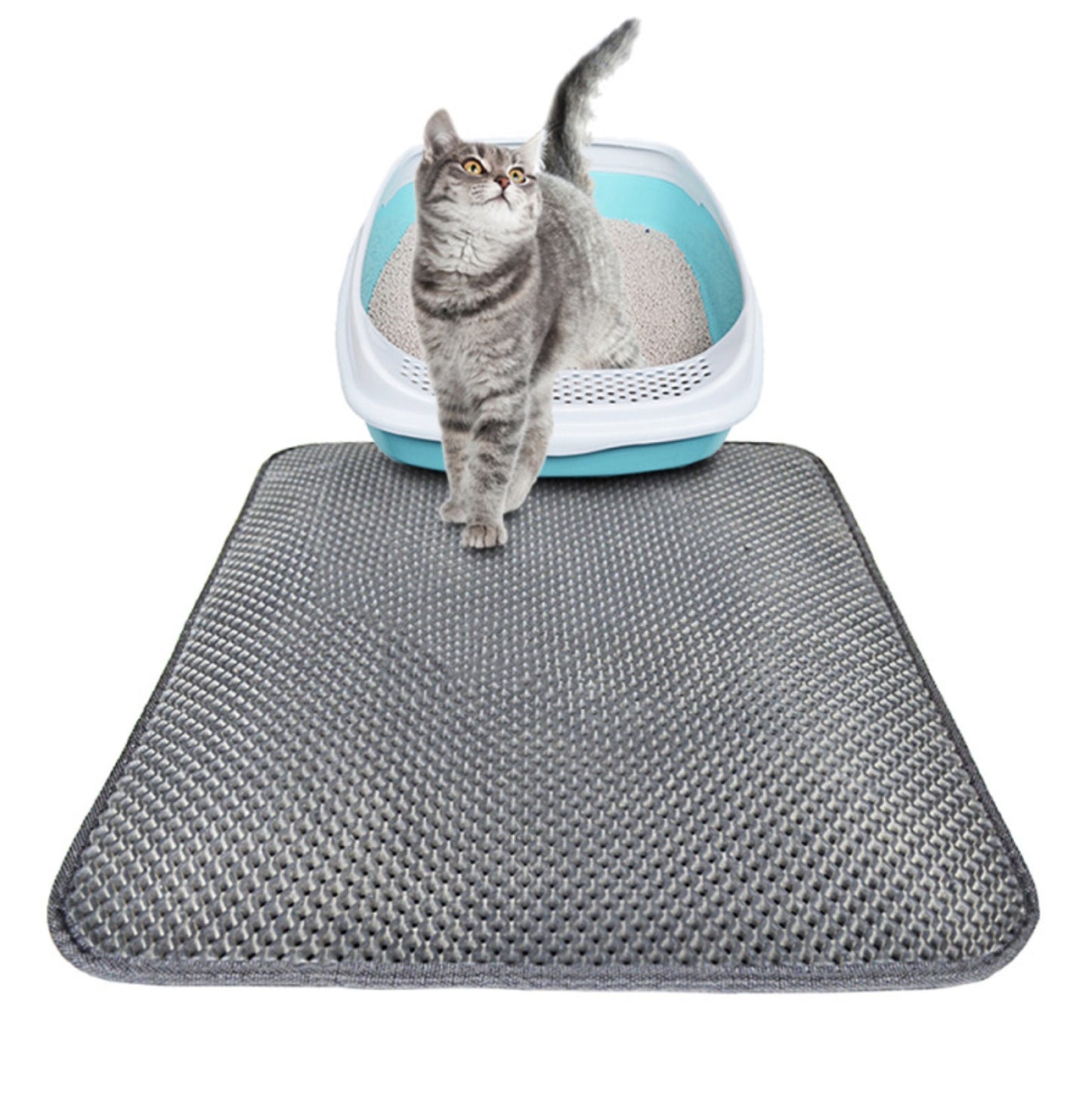 Double Layer Cat Litter Mat – Traps Litter for Easy Clean-Up, Non-Slip Bed Pad