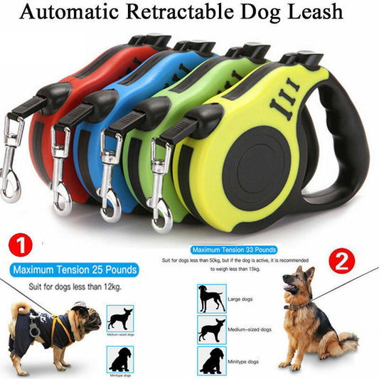 Retractable Automatic Dog Leash – Hands-Free Walking Collar Lead