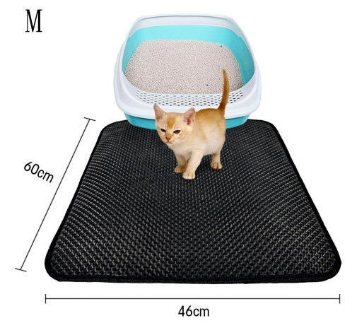 Double Layer Cat Litter Mat – Traps Litter for Easy Clean-Up, Non-Slip Bed Pad