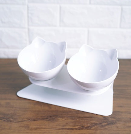 Inclined Transparent Cat Ear Pet Bowl – Ergonomic Design for Easy Feeding