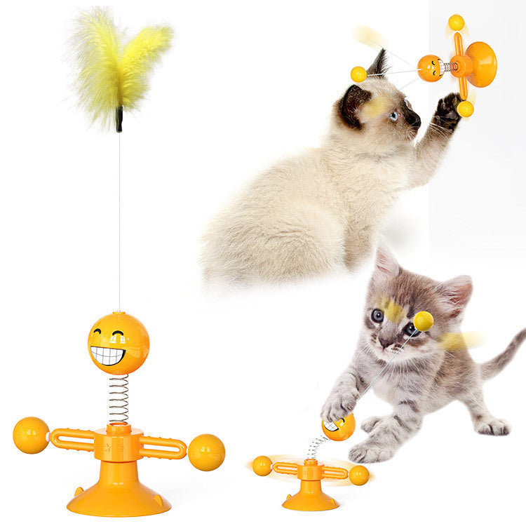 Cat Rotating Windmill Toy – Multi-Function Itch Scratcher & Teeth Cleaner