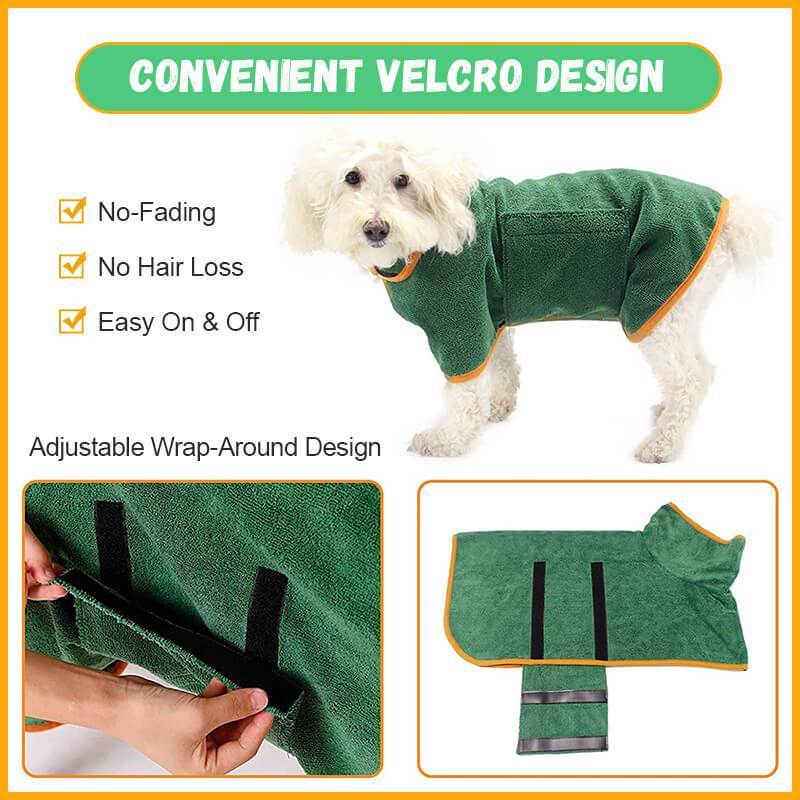 Absorbent Microfiber Pet Bathrobe – Quick Drying Towel with Waist Wrap