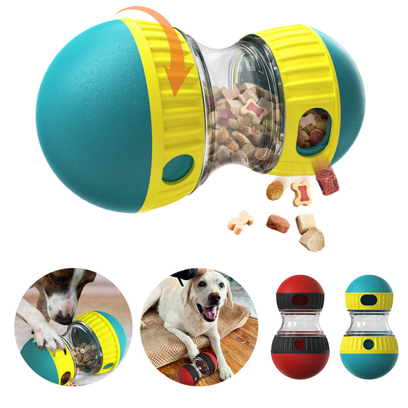 Interactive Food Dispensing Dog Tumbler Toy – Slow Feeder for Improved Digestion & Intelligence