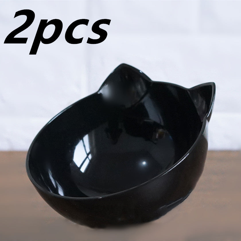 Inclined Transparent Cat Ear Pet Bowl – Ergonomic Design for Easy Feeding