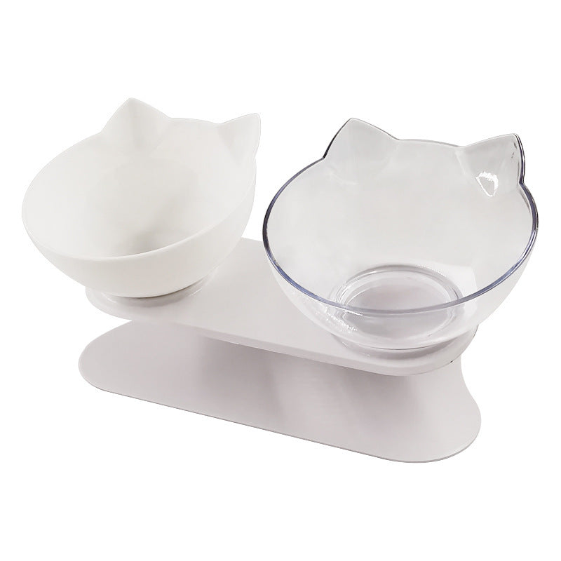 Inclined Transparent Cat Ear Pet Bowl – Ergonomic Design for Easy Feeding