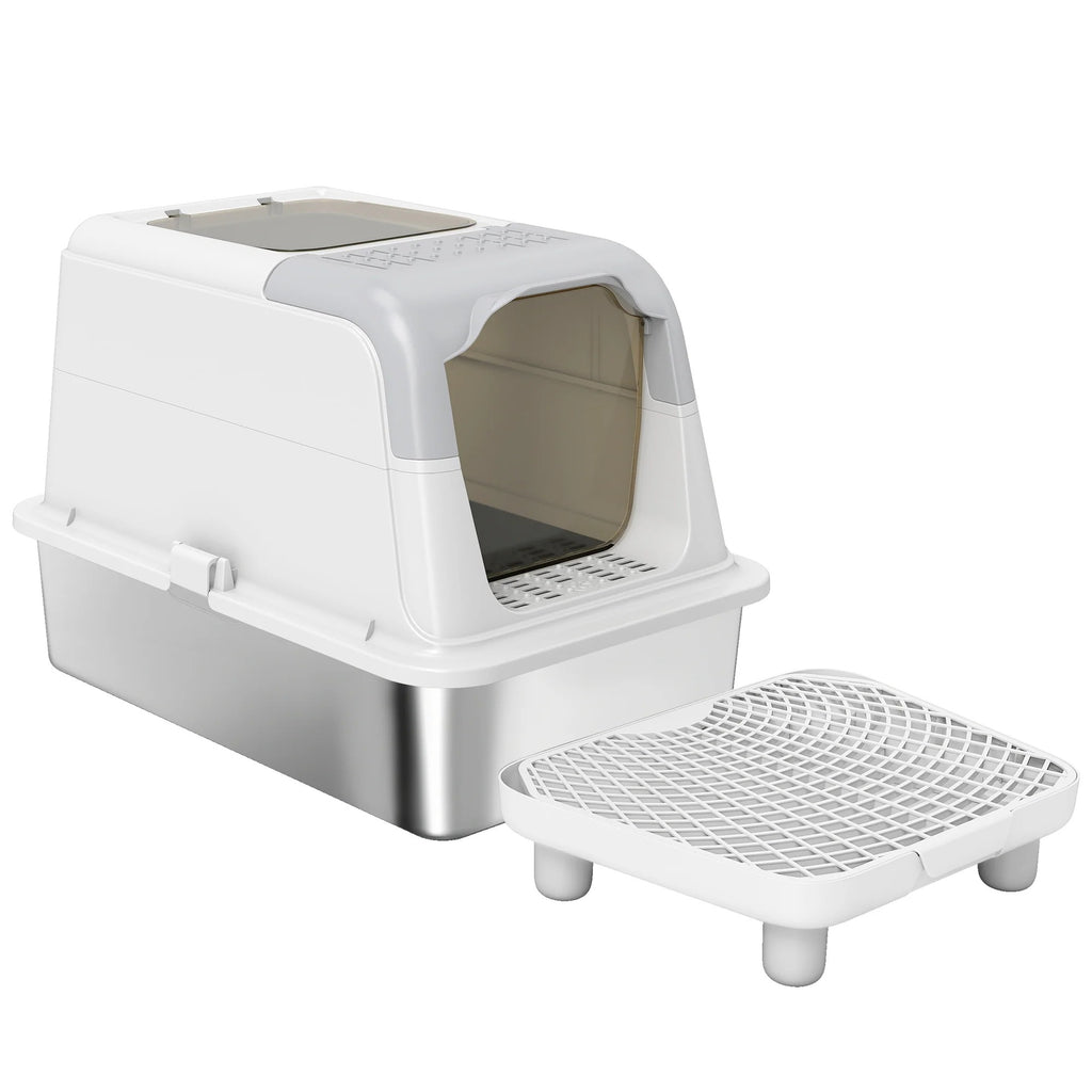 Stainless Steel Enclosed Cat Litter Box