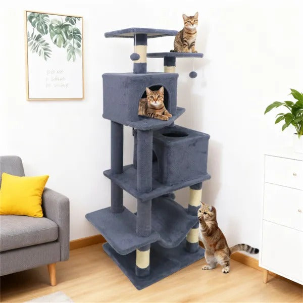Multi-Level Cat Tree Tower with Condo, Hammock &amp; Scratching Posts