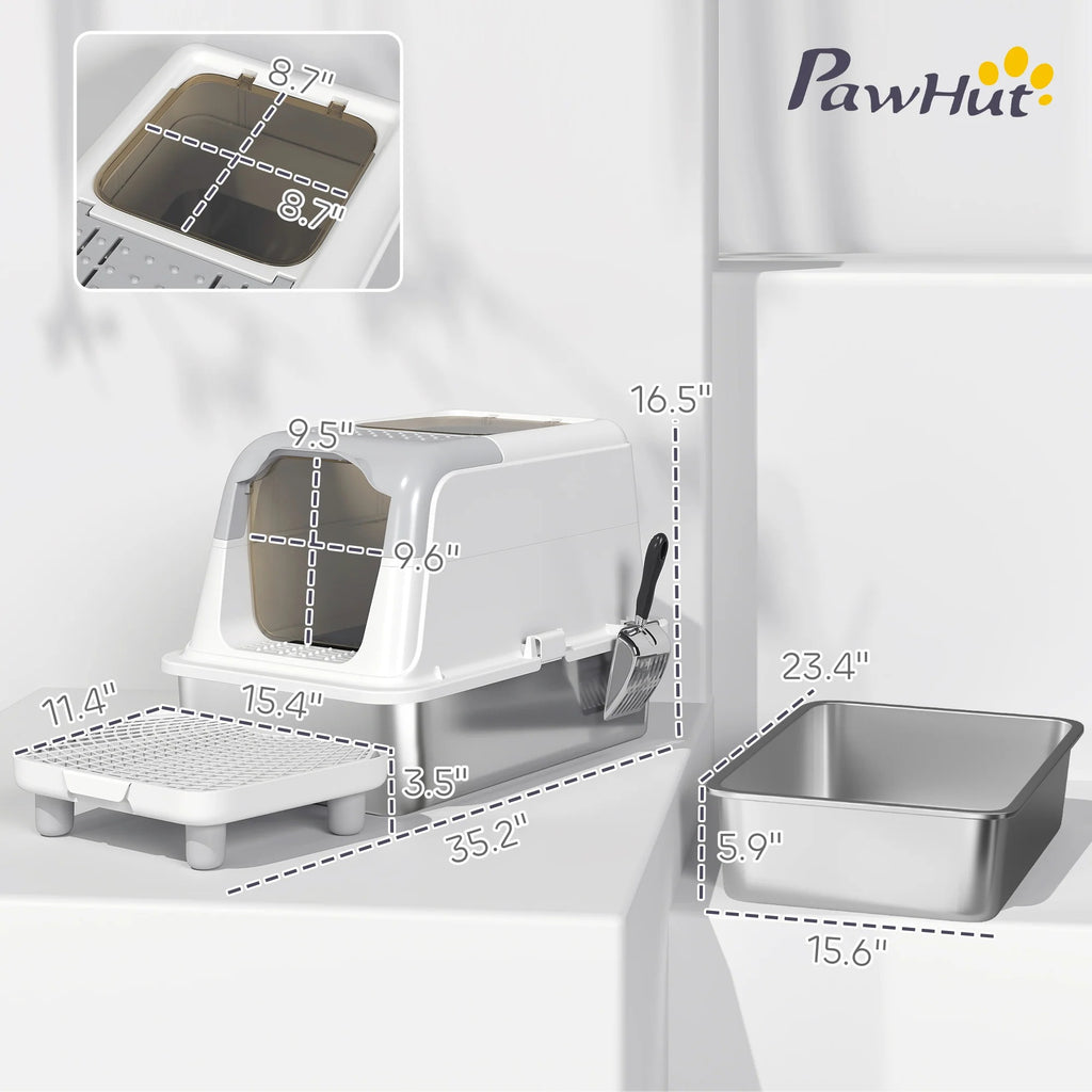 Stainless Steel Enclosed Cat Litter Box