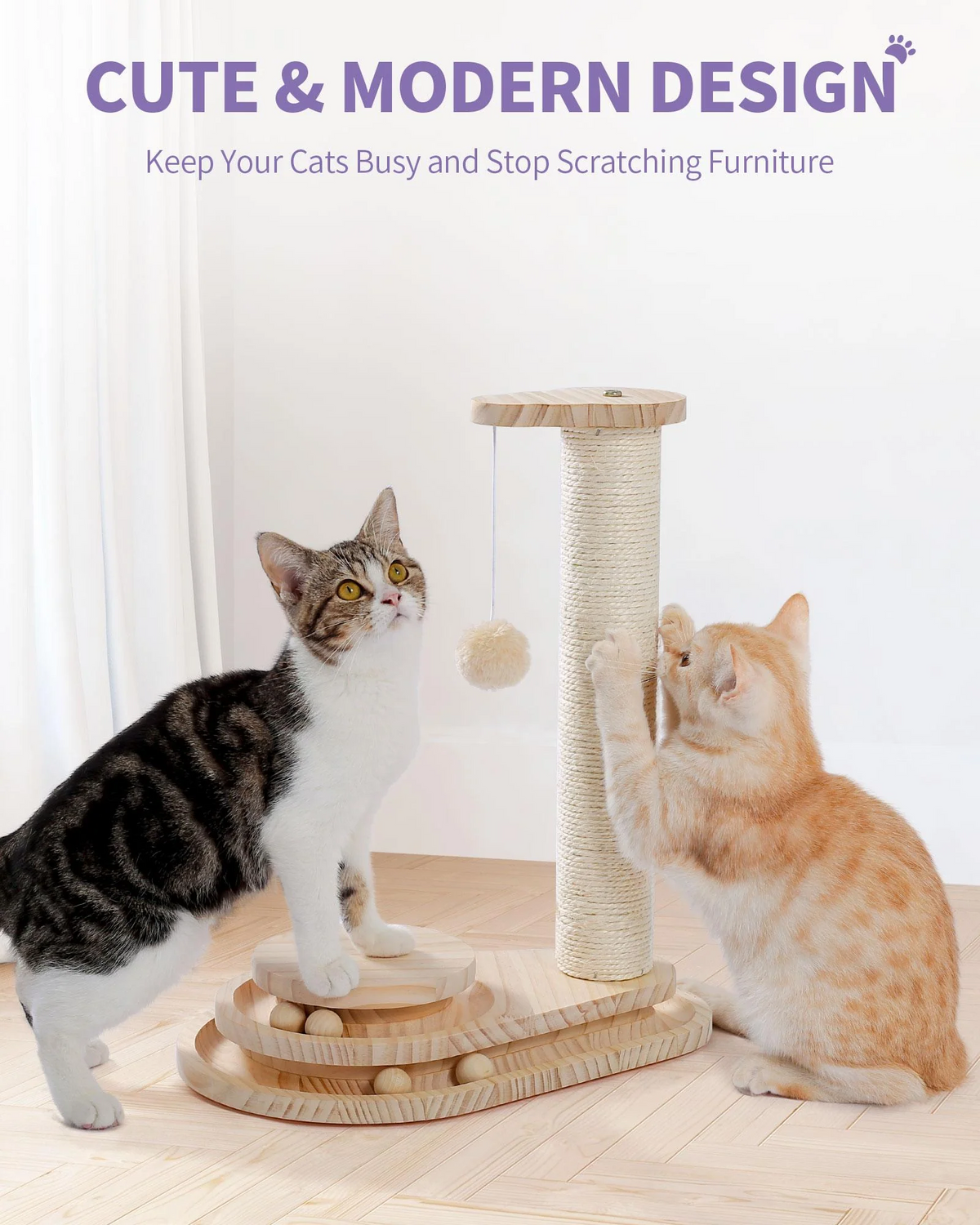 Indoor Cat Soft Scratching Board And Interactive Ball Track Toy Cat Rest And Grooming Supplies