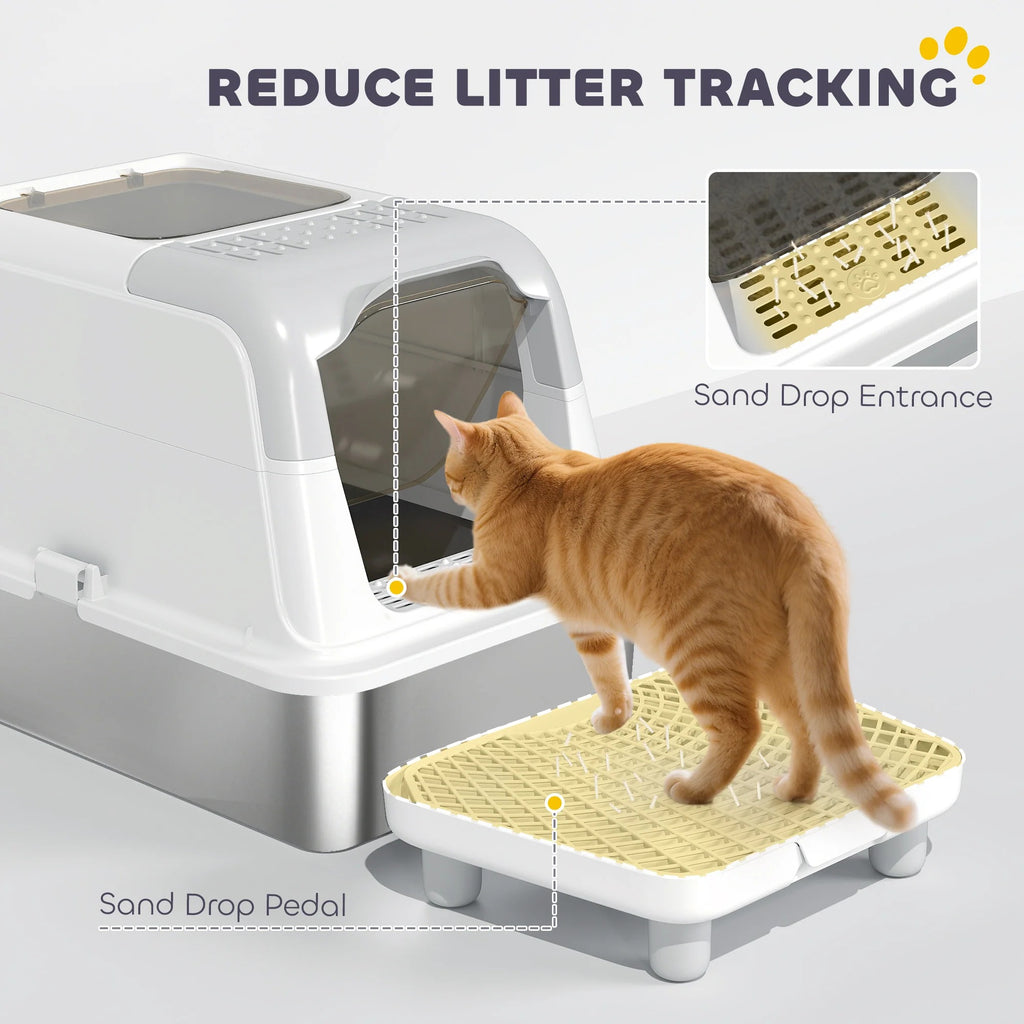 Stainless Steel Enclosed Cat Litter Box