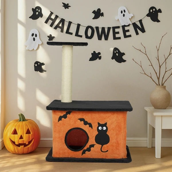 Halloween Cat House with Scratching Post