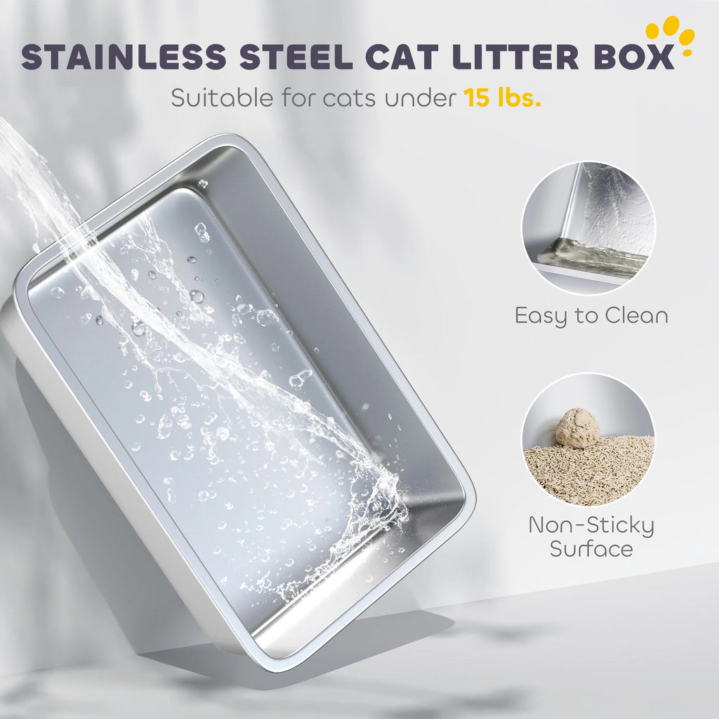 Stainless Steel Enclosed Cat Litter Box