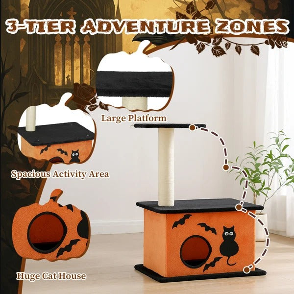 Halloween Cat House with Scratching Post