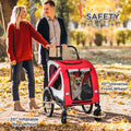 2-in-1 Pet Bike Trailer for Small Medium Dogs, Road-Visibility Dog Stroller Bicycle Carrier, Weather-Strong Bike Wagon Trailer Sidecar Attachment, Red