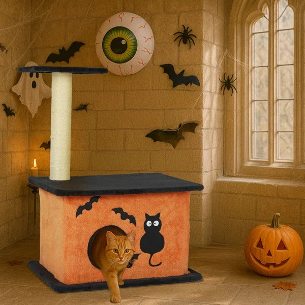 Halloween Cat House with Scratching Post