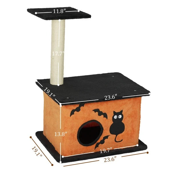 Halloween Cat House with Scratching Post