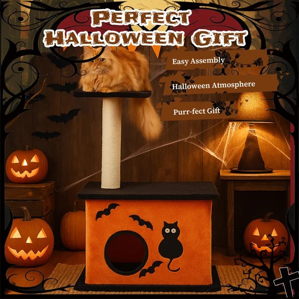 Halloween Cat House with Scratching Post